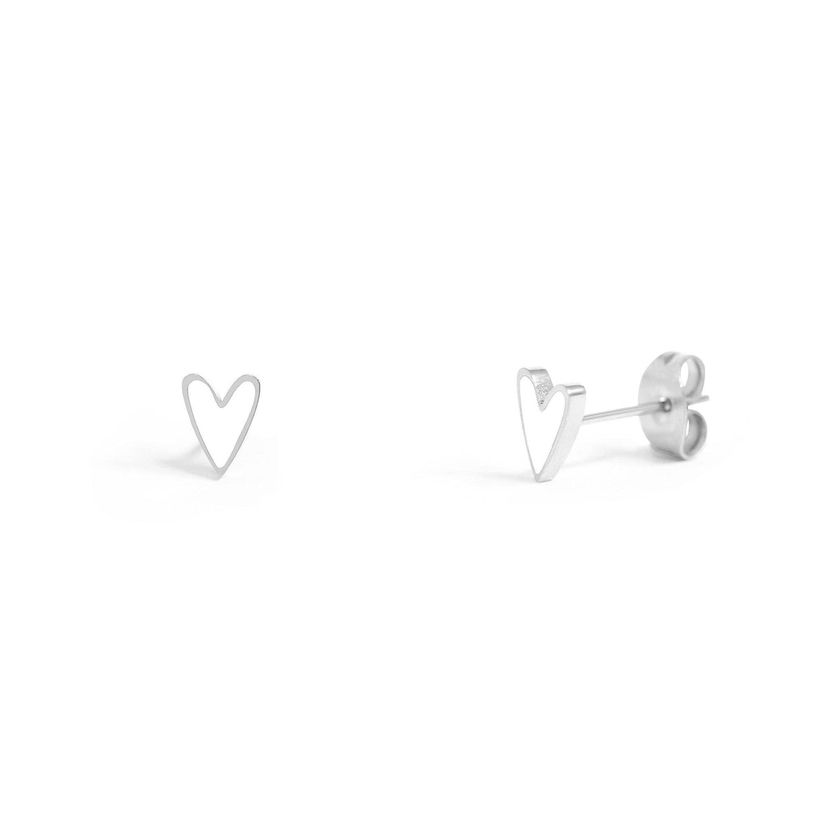 White Heart Stud Earrings