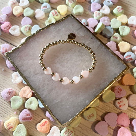 The Pink Shell Heart - Gold